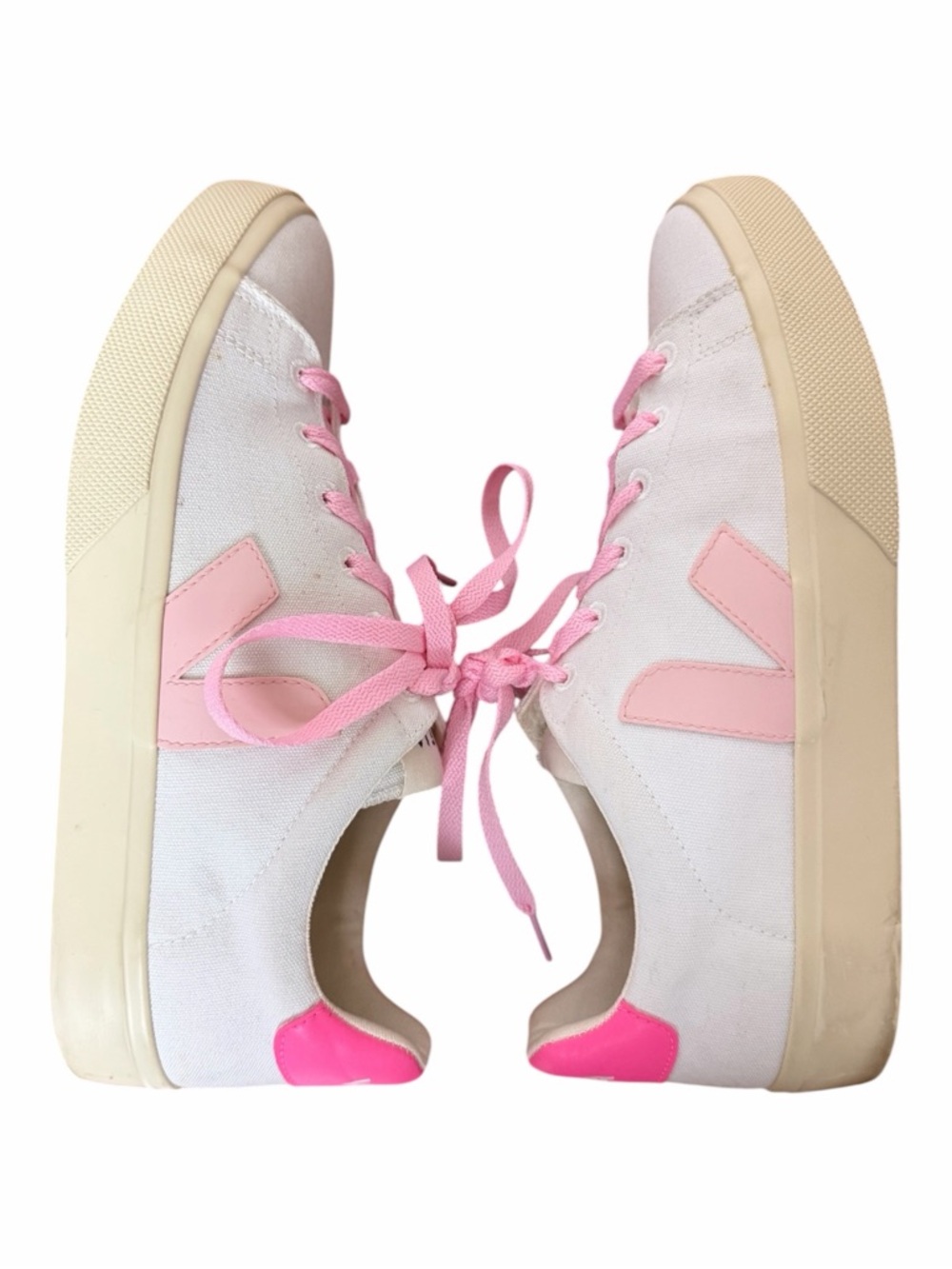 Veja V-10 White Sneakers with Pink Accents eco friendly size 9.5 - Picture 6 of 11